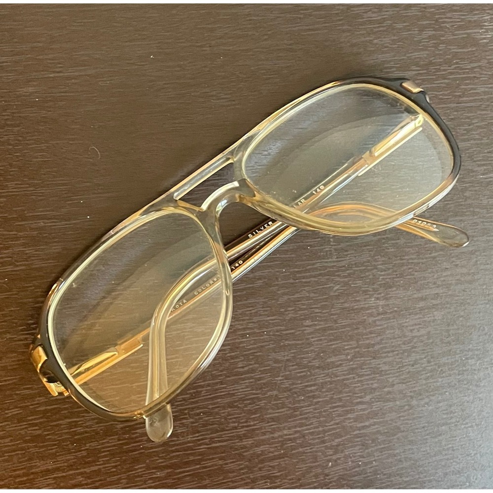 Vintage Silver Dollar Aviator Glasses Frames Only Dakota Brown Gold tone Dahmer